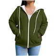 thumbnail image 1 of RYRJJ Women's Plus Size Full Zip-Up Hoodie Jacket Oversized Lightweight Sweatshirt Baggy Casual Hooded Coats Outwear with Pockets(Army Green,4XL), 1 of 6
