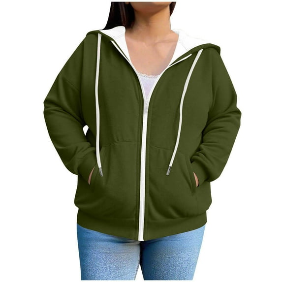 RYRJJ Women's Plus Size Full Zip-Up Hoodie Jacket Oversized Lightweight Sweatshirt Baggy Casual Hooded Coats Outwear with Pockets(Army Green,4XL)