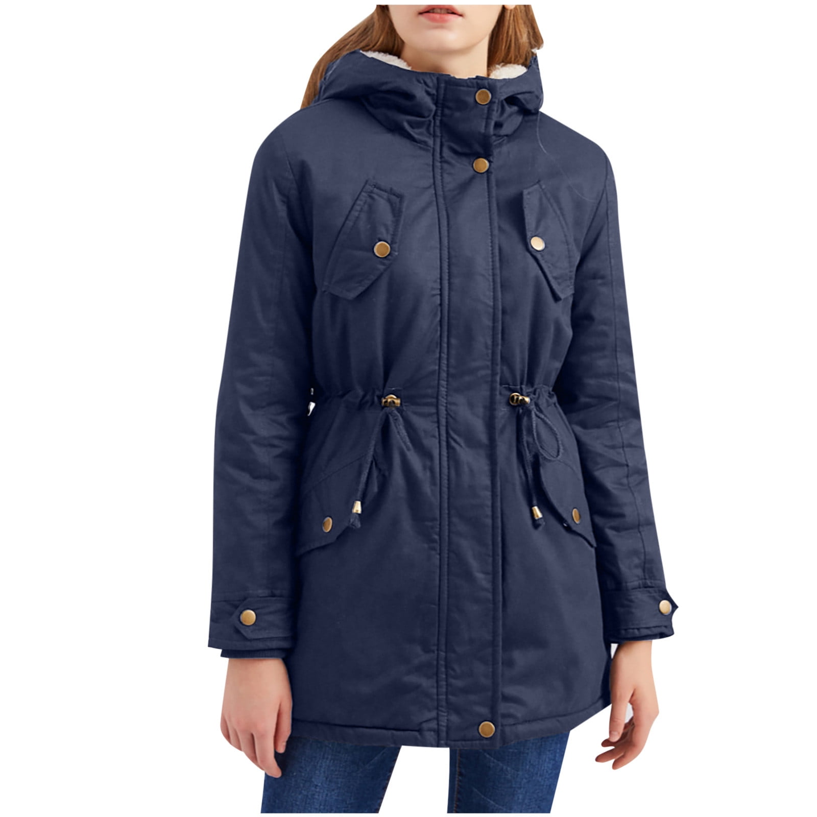 New oversized warm winter coat black high neck Button women parka