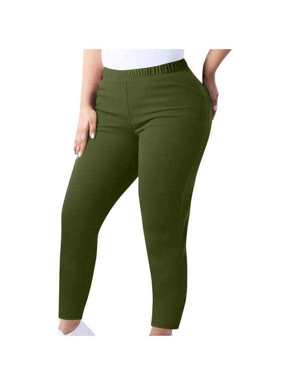 Women's Plus Size Workout Leggings High Waisted Lounge Tummy Control Gym Yoga Pants Fitness Sport Active Sweat Pants(Army Green;4XL)