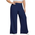 thumbnail image 1 of RYRJJ Women's Plus Size Yoga Pants High Waisted Wide Leg Workout Lounge Pants Loose Comfy Stretch Work Dressy Casual Sweatpants(Navy,5XL), 1 of 6
