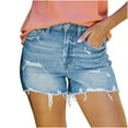 thumbnail image 1 of RYRJJ Women's Ripped Denim Shorts High Waist Distressed Jean Shorts Casual Rolled Hem Frayed Short Jeans with Pockets(Sky Blue,M), 1 of 8