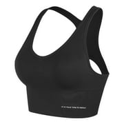 RYRJJ Women's Scoop Neck Longline Sports Bra - Padded Racerback Seamless Comfy Yoga Bra Crop Tank Top with Built in Bra(Black,XL)