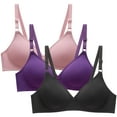 thumbnail image 1 of RYRJJ Women's Seamless Bras No Underwire Push Up Bras Soft Wireless Comfort Bralettes Full Coverage Everyday Bra(3PCS Pink+Purple+Black,L), 1 of 5