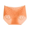 thumbnail image 1 of RYRJJ Women's Seamless Cheeky Panties Mid-Rise Lace Ice Silk No-Show Bikini Underwear for Ladies Comfortable Hipster Underwear(Orange,M), 1 of 3