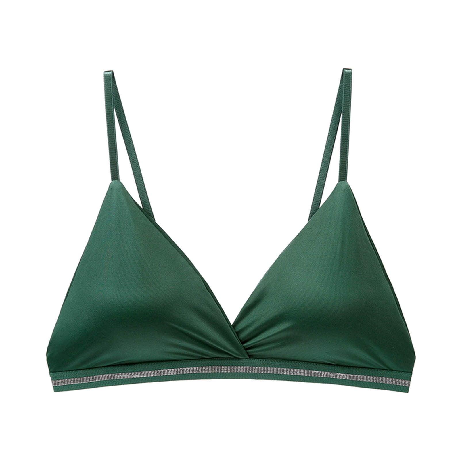 RYRJJ Women's Silk Satin Triangle Bralette Soft Cup Wireless Bra Smooth and  Comfortable Wire Free Bra Top(Green,M)