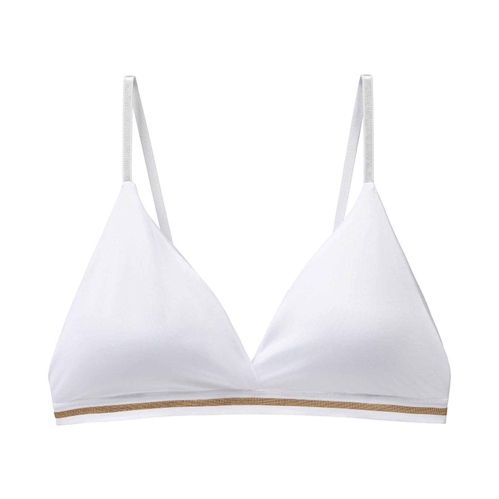RYRJJ Women's Silk Satin Triangle Bralette Soft Cup Wireless Bra Smooth and  Comfortable Wire Free Bra Top(White,S) 