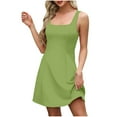 thumbnail image 1 of RYRJJ Women's Square Neck A-Line Sleeveless Mini Dress Summer Club Party Cocktail Short Dresses(Green,S), 1 of 8
