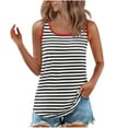 thumbnail image 1 of RYRJJ Women's Summer Casual Striped Tank Top Sleeveless Scoop Neck Loose Fit Color Block Tops Fashion T-Shirts(Black,L), 1 of 9