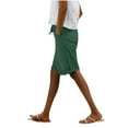 thumbnail image 1 of RYRJJ Women's Sweat Shorts Drawstring Elastic Waisted Bermuda Long Shorts Yoga Exercise Knee Length Workout Athletic Yoga Short Pants with Pockets(Army Green,M), 1 of 9