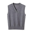 thumbnail image 1 of RYRJJ Women's Sweater Vest V Neck Uniform Ribbed Knitted Vests Solid Classic Sleeveless Pullover Sweaters Tops(Dark Gray,XXXL), 1 of 6