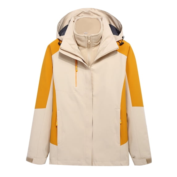 RYRJJ Women's Waterproof Ski Jacket 3 in 1 Winter Coat Windbreaker Fleece Inner Detachable Hood Snow Hiking Outdoor Parka Jacket