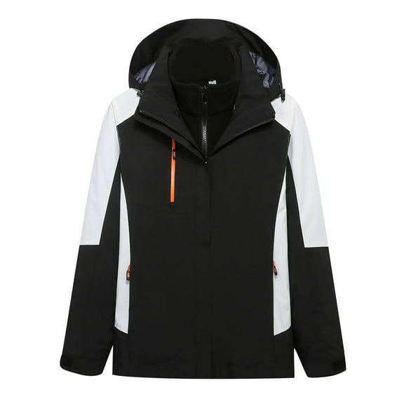 RYRJJ Women's Waterproof Ski Jacket 3 in 1 Winter Coat Windbreaker Fleece Inner Detachable Hood Snow Hiking Outdoor Parka Jacket