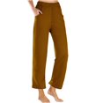 thumbnail image 1 of RYRJJ Women's Wide Leg Casual Loose Pants Yoga Sweatpants Comfy Elastic High Waisted Lounge Pajama Pants Cropped Trousers with Pockets(Khaki,L), 1 of 5