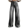 thumbnail image 1 of RYRJJ Women's Wide Leg Jeans High Waisted Strechy Baggy Denim Pants Y2K Streetwear Casual Loose Jeans Pants with Pockets(Dark Gray,L), 1 of 6