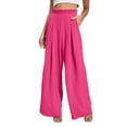 thumbnail image 1 of RYRJJ Women's Wide Leg Palazzo Pants with Pockets Lightweight Pleated High Waisted Flowy Loose Lounge Trousers Business Work Pants(Pink;3XL), 1 of 7
