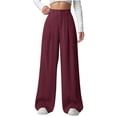 thumbnail image 1 of RYRJJ Women's Wide Leg Pants Elastic High Waisted Casual Palazzo Pants Business Casual Slacks Work Trousers with Pockets(Wine,XL), 1 of 6