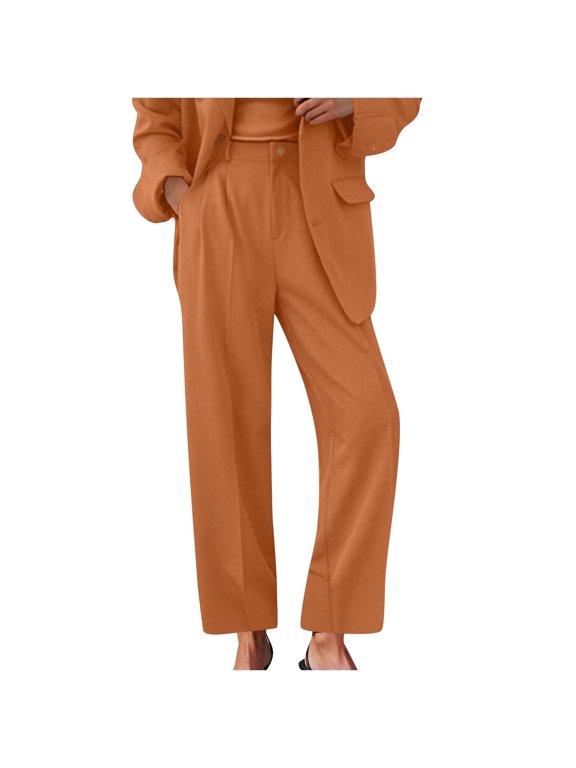 Women's Wide Leg Suit Pants Loose Fit High Elastic Waisted Business Casual Long Trousers Office Work Dress Pants with Pockets(Watermelon Red,3XL)