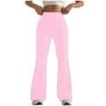 thumbnail image 1 of RYRJJ Women's Wide Leg Yoga Pants High Waisted Workout Flare Leggings Bootcut Casual Slacks Bootleg Pants(Pink,L), 1 of 4