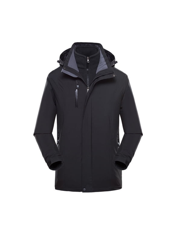 Women's Winter Coats 3-IN-1 Snow Ski Jacket Waterproof Windproof Thick Warm Fleece Lined Rain Jacket Parka Mountain Hooded Windbreaker(Black,L)