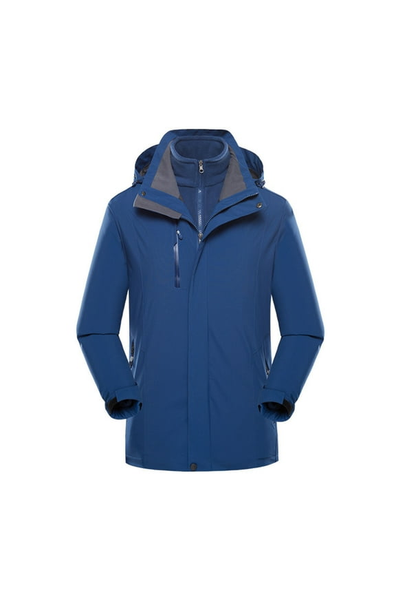 Women's Winter Coats 3-IN-1 Snow Ski Jacket Waterproof Windproof Thick Warm Fleece Lined Rain Jacket Parka Mountain Hooded Windbreaker(Blue,L)