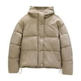 thumbnail image 1 of RYRJJ Women's Winter Hooded Puffer Jacket Oversized Thickened Parka Outwear Long Sleeve Zip Up Quilted Baggy Short Down Coat with Pockets(Khaki,S), 1 of 3
