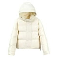 thumbnail image 1 of RYRJJ Women's Winter Hooded Puffer Jacket Oversized Thickened Parka Outwear Long Sleeve Zip Up Quilted Baggy Short Down Coat with Pockets(White,L), 1 of 5
