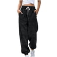 thumbnail image 1 of RYRJJ Women's Winter Warm Fleece Joggers Pants Soft Lounge Pajama Bottoms Draswtring High Waist Sherpa Athletic Sweatpants(Black;L), 1 of 5