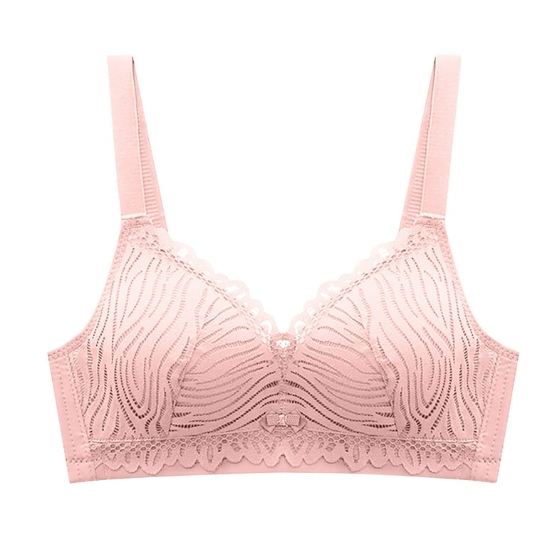 RYRJJ Women's Wireless Bra Sexy Mesh Lace Full Cup Bras for Women No  Underwire Push Up Shaping Wirefree Everyday Bra(Pink,36) 