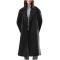 thumbnail image 1 of RYRJJ Women's Wool Pea Coat Winter Warm Notched Lapel Double Breasted Trench Coat Dressy Casual Long Oversized Overcoats with Pocket(Black,S), 1 of 9