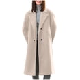 thumbnail image 1 of RYRJJ Women's Wool Pea Coat Winter Warm Notched Lapel Double Breasted Trench Coat Dressy Casual Long Oversized Overcoats with Pocket(Khaki,M), 1 of 9