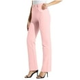 thumbnail image 1 of RYRJJ Women's Yoga Dress Pants Bootcut High Waist Stretchy Business Work Slacks Flared Straight Leg Office Casual Pull On Trousers(Light Pink;L), 1 of 8