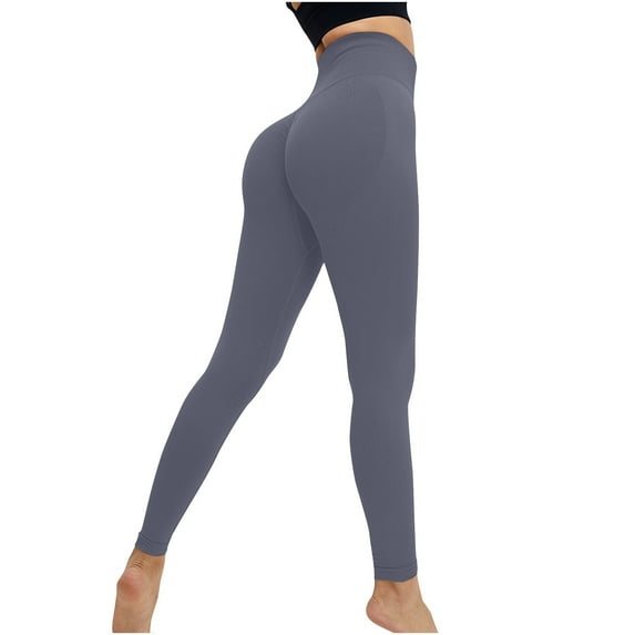 RYRJJ Women's Yoga Pants High Waisted Butt Lifting Gym Athletic Leggings Tummy Control Workout Compression Leggings(Navy,M)
