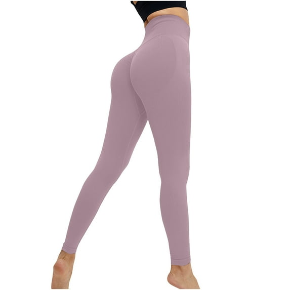 RYRJJ Women's Yoga Pants High Waisted Butt Lifting Gym Athletic Leggings Tummy Control Workout Compression Leggings(Purple,XL)