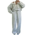 thumbnail image 1 of RYRJJ Womens 2 Piece Casual Outfit Workout Full Zip Cropped Hoodie Sweatsuits with Y2K Jogger Sweatpant Travel Track Suits Lounge Sets(Gray,L), 1 of 3