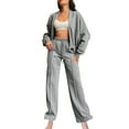 thumbnail image 1 of RYRJJ Womens 2 Piece Outfits Lounge Set Zip Up Sweatshirt Jacket Wide Leg Sweatpant Matching Track Suits Fall Sweatsuits(Gray,XXL), 1 of 7