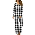 thumbnail image 1 of RYRJJ Womens 2 Piece Pajama Sets Plaid Printed Pjs Sets Button Down Long Sleeve Sleepwear Outfits Soft Lounge Set(White,L), 1 of 7