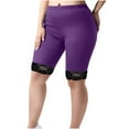 thumbnail image 1 of RYRJJ Womens Biker Shorts Plus Size Elastic High Waisted Workout Gym Yoga Shorts Lace Trim Athletic Short Leggings(Purple,XXL), 1 of 4