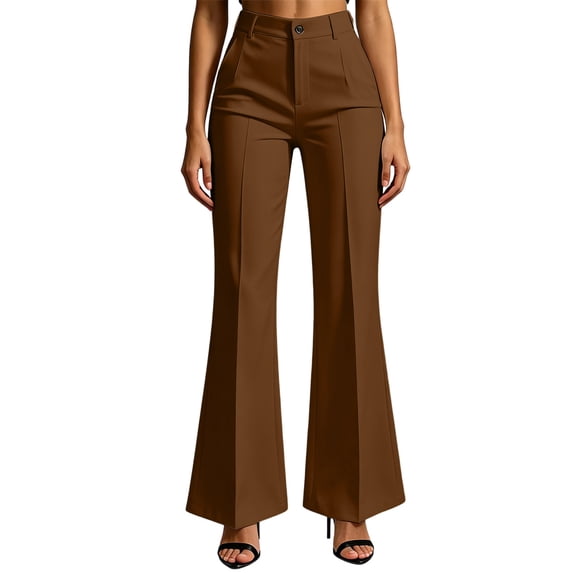RYRJJ Womens Bootcut Dress Pants Business Casual Work Pants with Pockets High Waisted Flare Wide Leg Trousers Office Slacks