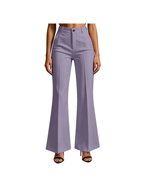 Womens Bootcut Dress Pants Business Casual Work Pants with Pockets High Waisted Flare Wide Leg Trousers Office Slacks