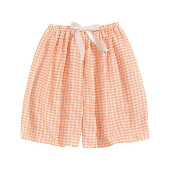 RYRJJ Womens Boxer Shorts Casual Summer Cotton Pajama Lounge Sleep Pjs Plaid Shorts Y2K Beach Bottoms(Orange,Free Size)