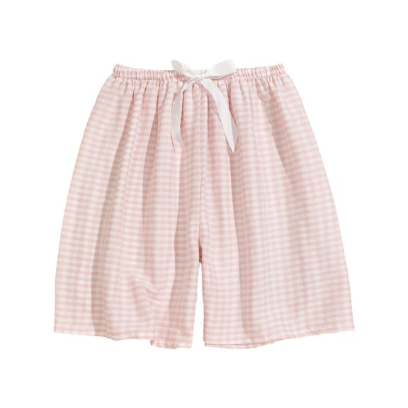 RYRJJ Womens Boxer Shorts Casual Summer Cotton Pajama Lounge Sleep Pjs Plaid Shorts Y2K Beach Bottoms(Pink,Free Size)