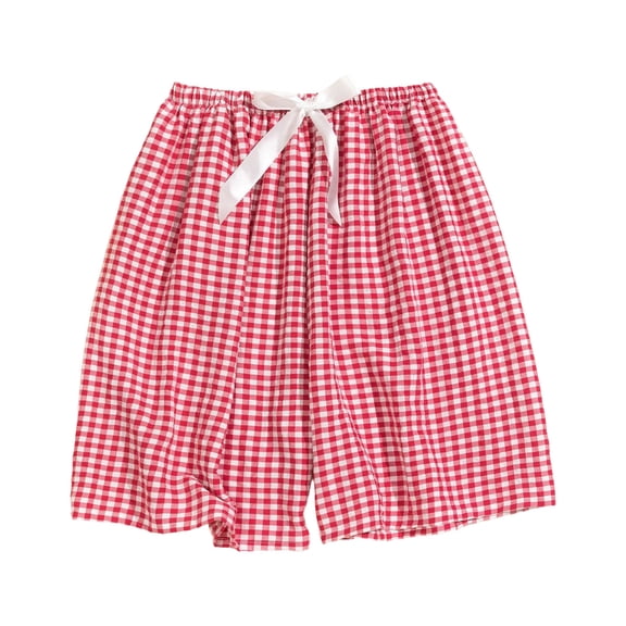 RYRJJ Womens Boxer Shorts Casual Summer Cotton Pajama Lounge Sleep Pjs Plaid Shorts Y2K Beach Bottoms(Red,Free Size)