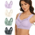 thumbnail image 1 of RYRJJ Womens Bras Comfy Lightweight Wireless Bras Posture Correcting Bra for Seniors Plus Size Full Coverage Soft Everyday Bra 2 Pack/3 Pack/4 Pack/5 Pack, 1 of 3