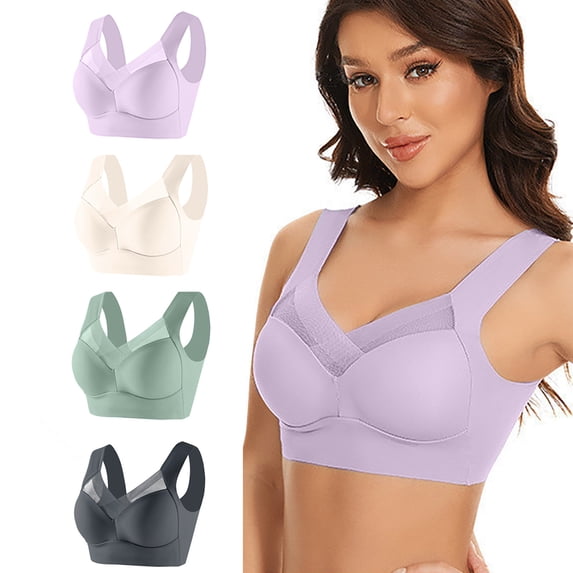RYRJJ Womens Bras Comfy Lightweight Wireless Bras Posture Correcting Bra for Seniors Plus Size Full Coverage Soft Everyday Bra 2 Pack/3 Pack/4 Pack/5 Pack