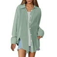 thumbnail image 1 of RYRJJ Womens Button Down Shirts Long Sleeve Dress Shirt Textured Collared Work Blouse Dressy Casual Tops(Mint Green,S), 1 of 7