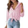 thumbnail image 1 of RYRJJ Womens Button Down Shirts Striped Classic Long Sleeve Collared Office Work Blouses Tops with Pocket(Pink,XXL), 1 of 8