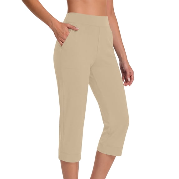 RYRJJ Womens Capri Pants High Waisted Tummy Control Straight Leg Yoga Capris Leggings with Pockets Crop Workout Summer Pants