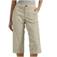 thumbnail image 1 of RYRJJ Womens Capris with Pockets Stretch Lightweight High Waist Loose Straight Leg Casual Cargo Pants Outdoor Summer Cropped Trousers(Beige,XL), 1 of 4