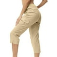 thumbnail image 1 of RYRJJ Womens Capris with Zipper Pockets Loose Fit Casual Capri Pants Dressy Lightweight Ladies Baggy Cargo Pants for Hiking(Beige,XXL), 1 of 7